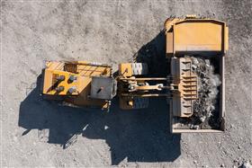 Easton Quarry: A Caterpillar 990K loads a Caterpillar 775G haul truck at Easton Quarry.