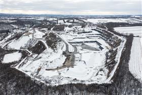 Easton Quarry & Asphalt: An overview of the Easton Quarry pit after snowfall. 