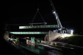 Structures Division: A Structures Division team removes bridge girders.