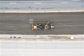 Lehigh Valley Division: A Caterpillar 12M3 motor grader grades aggregate in preparation for a new roadway to be paved. 