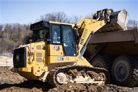 Lehigh Valley Division: A Caterpillar 963 loads an articulated dump truck with material on a site in Easton, PA.