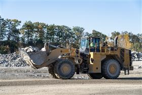 Hawley Quarry: A Caterpillar 988K sorts shot rock.