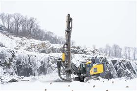 Douglassville Quarry: A H&K Drilling Division Epiroc D60 drill prepares for an upcoming blast.