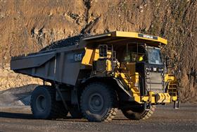 Easton Quarry: A Caterpillar 775G leaving Eason Quarry's pit. 