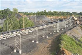 Easton Quarry: The conveyor that feeds material to the crushing plant from the primary crusher. 