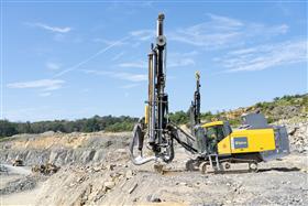 Drilling Division: An Epiroc FlexiROC D60 works at Douglassville Quarry. 