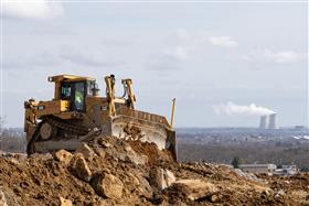 Douglassville Quarry: A Caterpillar D9R strips overburden at Douglassville Quarry.