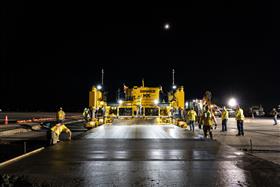 Haines & Kibblehouse, Inc.: The Gomaco GP3 concrete paver works on Taxiway K at Philadelphia International Airport. 