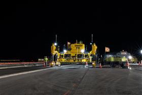 Haines & Kibblehouse, Inc.: The Gomaco GP3 concrete paver gets ready to pave concrete at Philadelphia International Airport.