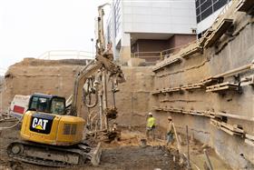 Structures Division: A Structures Division crew installing micropiles at Lehigh Valley International Airport. 