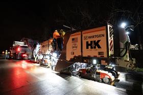 Lehigh Valley Division: A Wirtgen W220Fi milling machine working on a highway on ramp. 